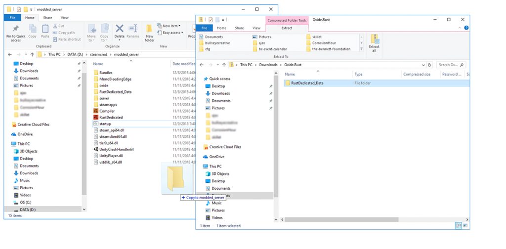 Copy the uMod files from the download to your RUST server root directory