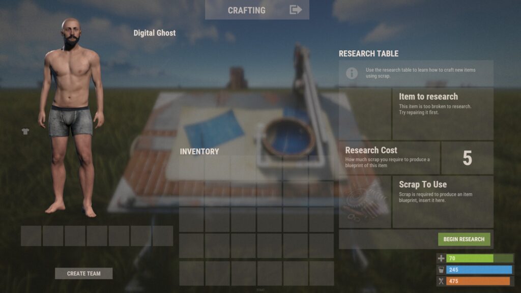 RUST Research Table Screen