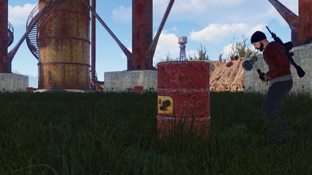 Looting Red Oil Barrels to Find Low-Grade Fuel in RUST