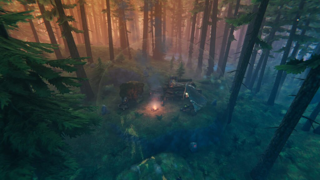 screenshot of the Valheim Trader Haldor in his camp