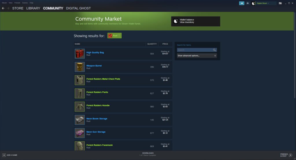 How to get RUST Skins from the Steam Community Market