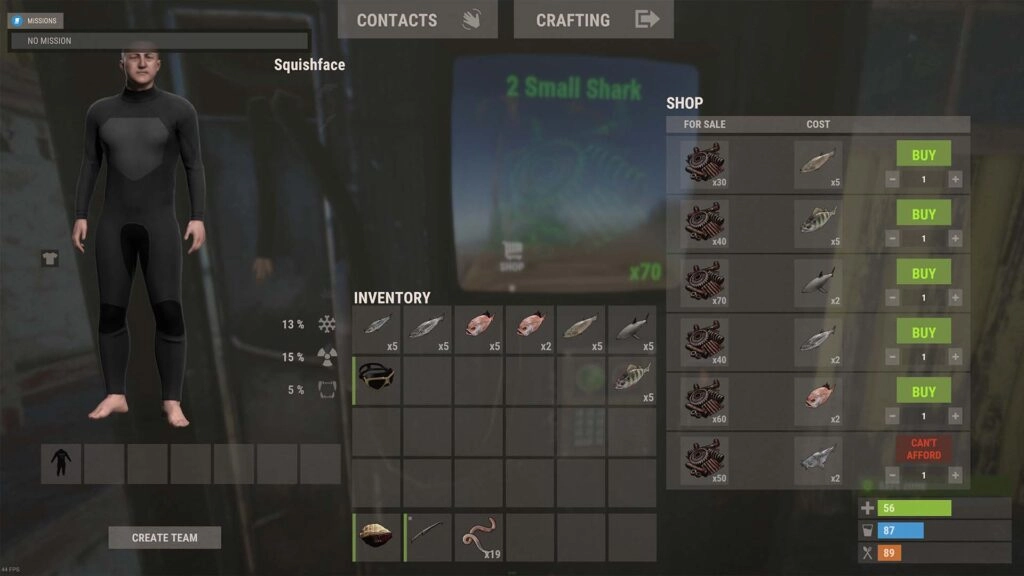 Sell fish for scrap in RUST