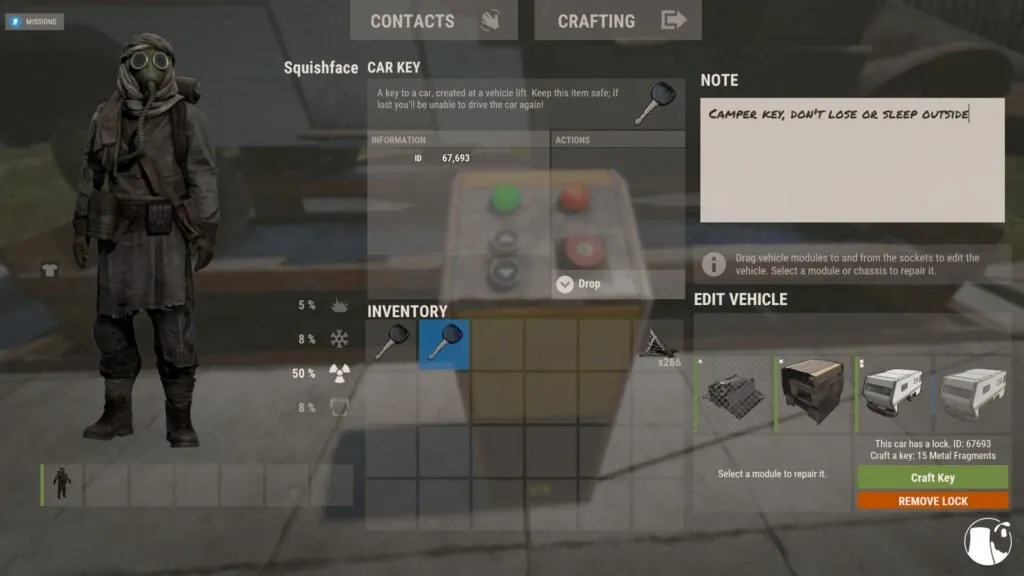 Create a key for the camper