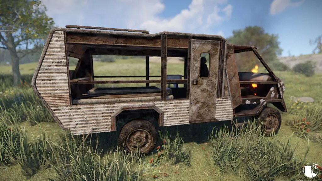 Destroyed vehicle with camper module