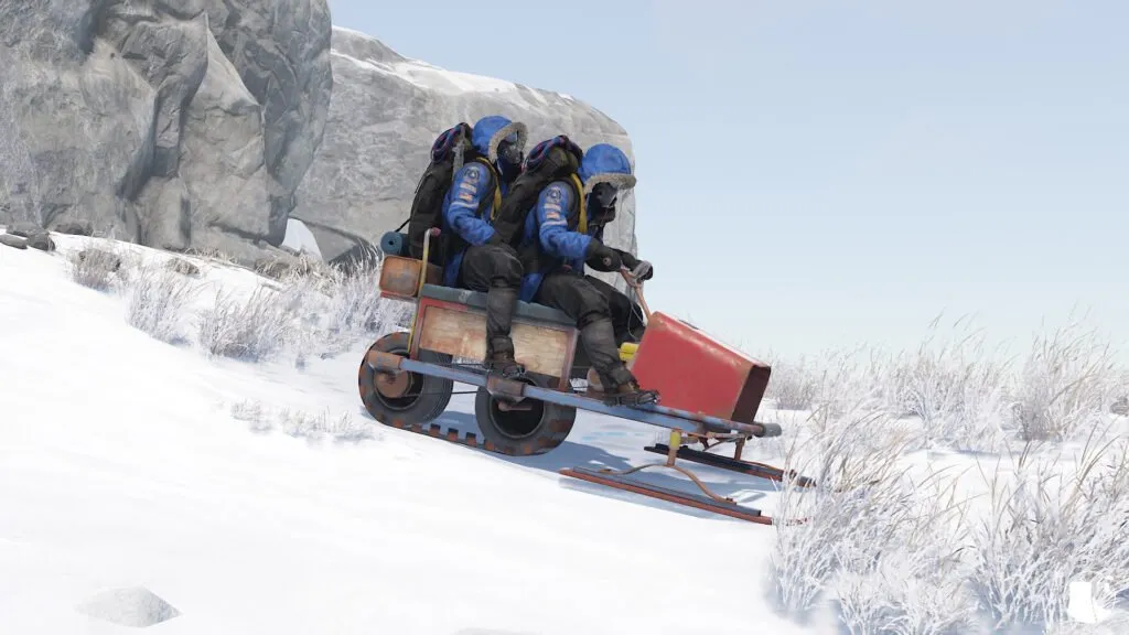 Players Riding the Snowmobile