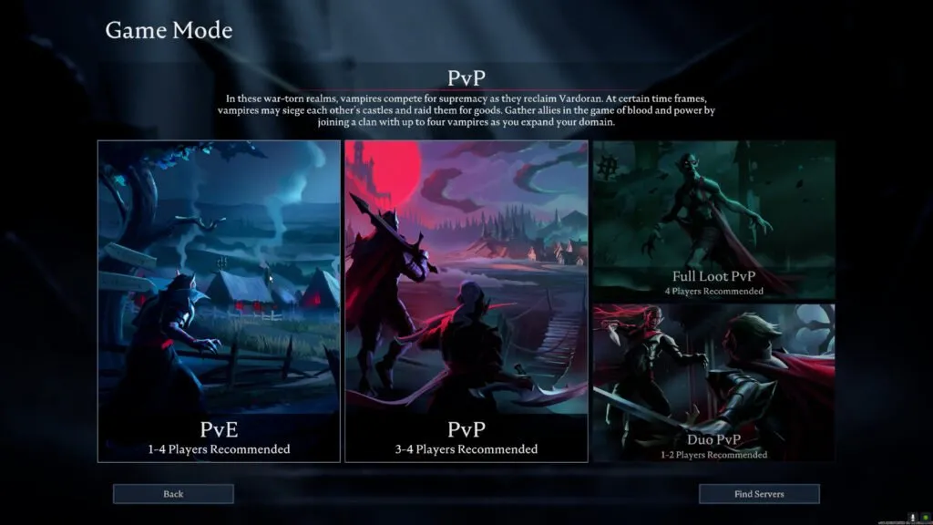 V Rising Game Mode Selection