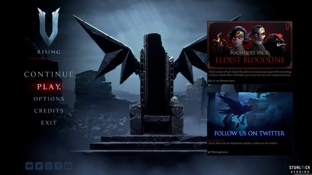 V Rising Main Menu Screen