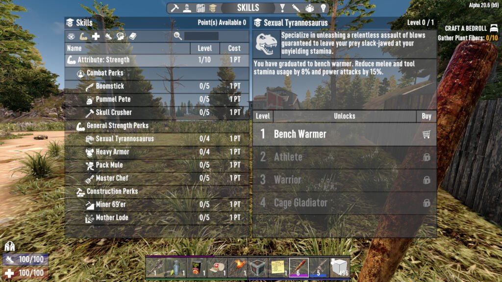 In-game Skills Screen & Character Progression