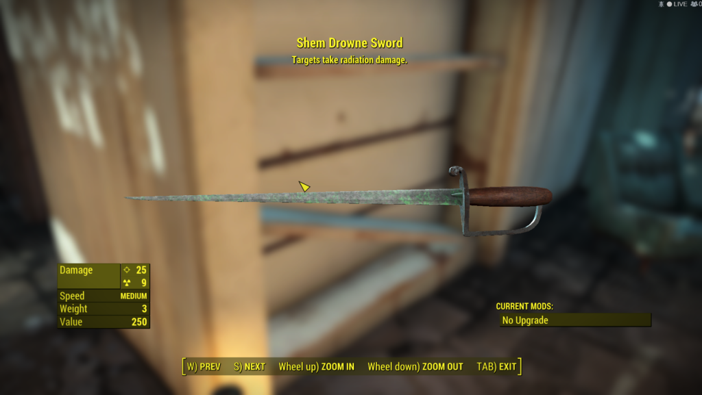 Fallout 4 — Shem Drowne Sword Legendary Weapon