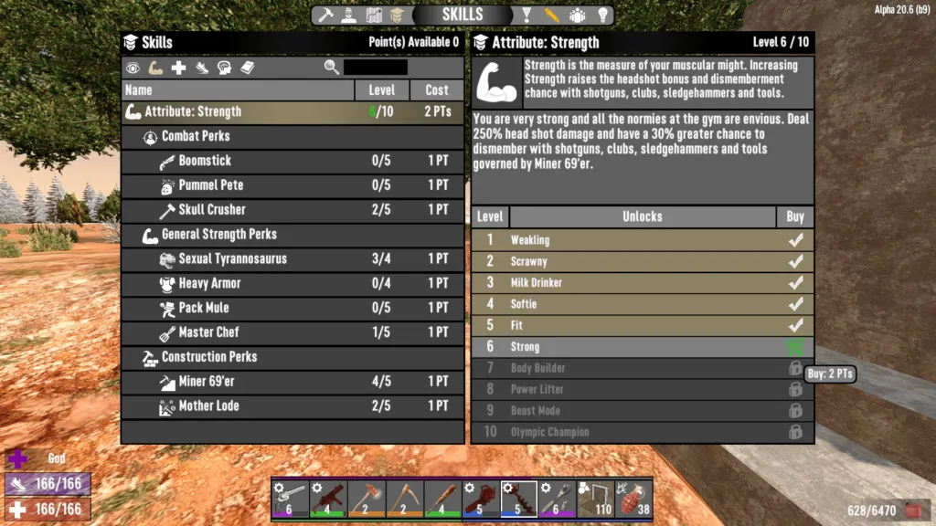 7D2D — Skills and leveling