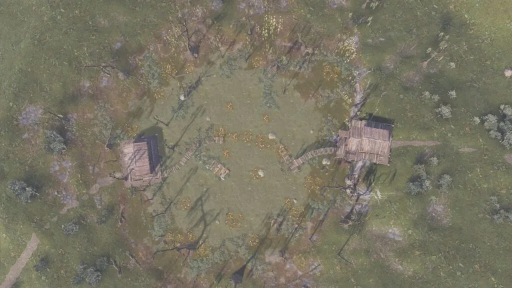 Overhead View of Abandoned Cabins Monument