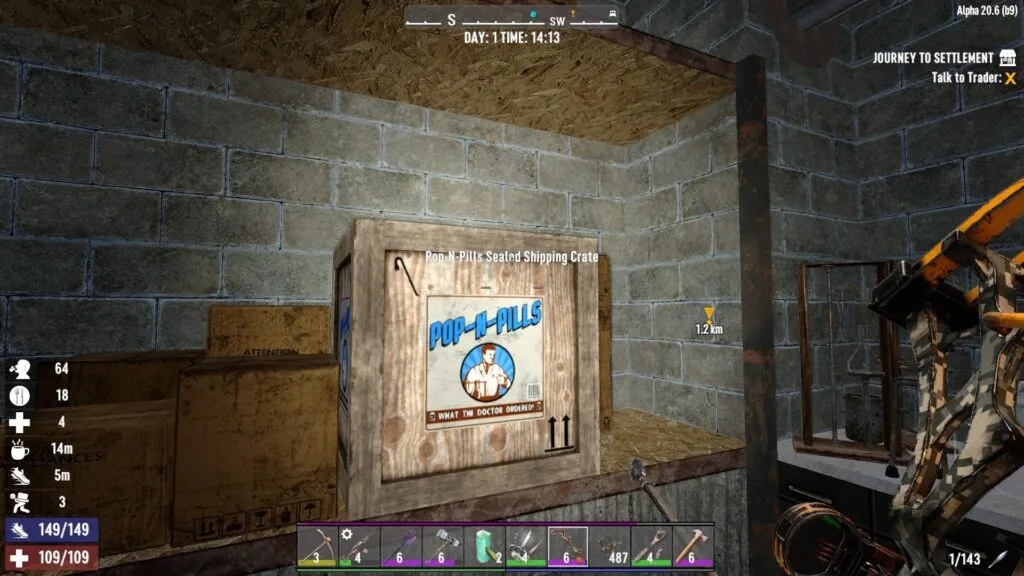 Looting a Pop-n-Pills Shipping Crate for Acid