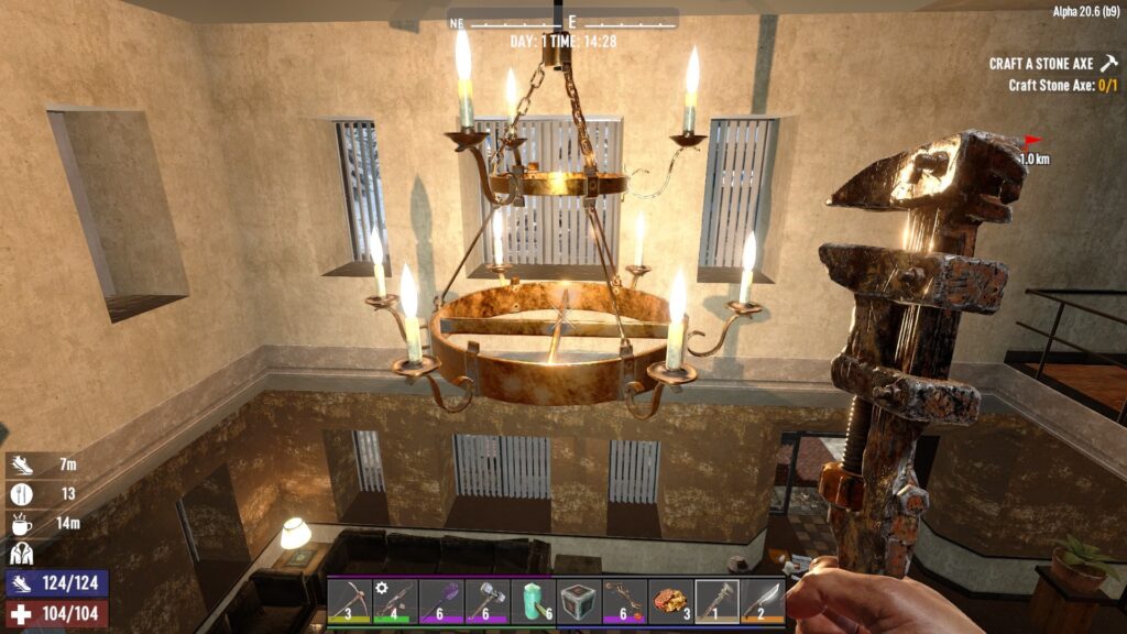 Brass Candle Sticks on a Chandelier in 7 Days to Die