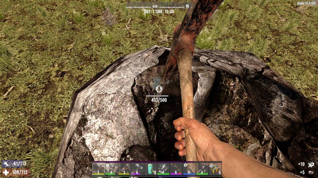 Hitting a Node with a Steel Pickaxe
