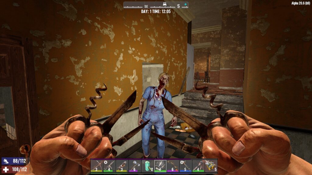 Zombie Walking with Knuckles Held Up