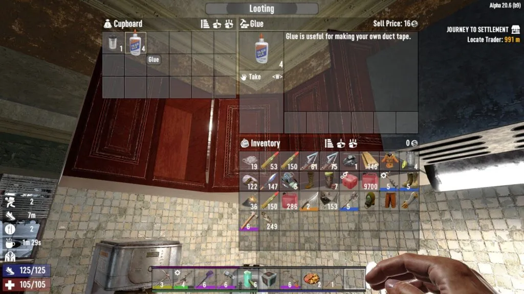 Looting Glue from Cupboards in 7 Days to Die