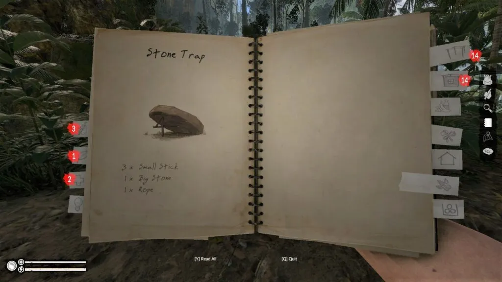 Stone Trap Recipe in the Notebook