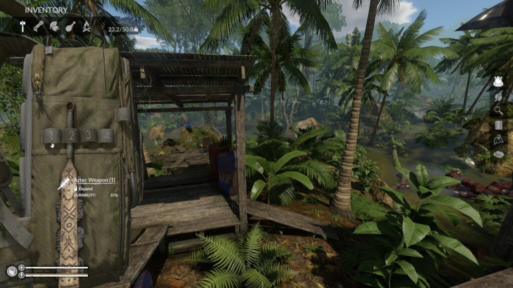 Equipping the Aztec Weapon from the Inventory Screen in Green Hell