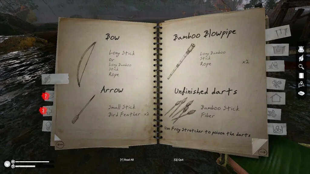 Bamboo Blowpipe Recipe in the Notebook in Green Hell