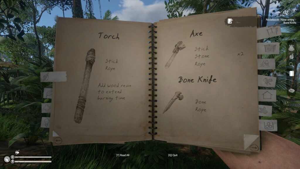 Bone Knife Recipe in the Notebook in Green Hell