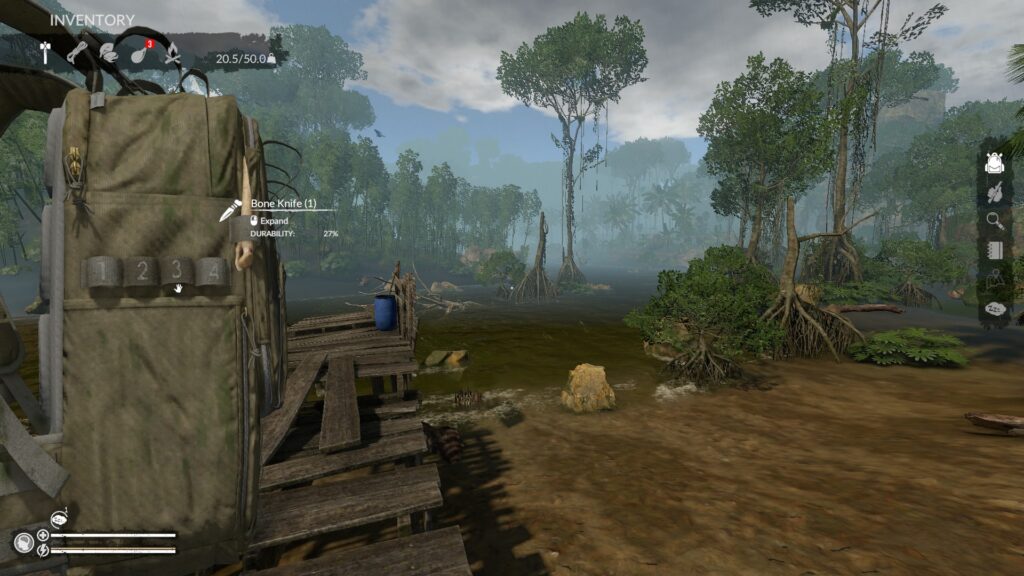 Equipping the Bone Knife from the Inventory Screen in Green Hell