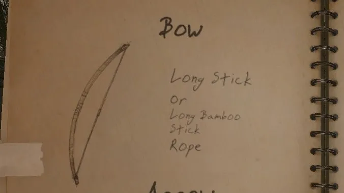 Green Hell Bow Recipe in the Notebook