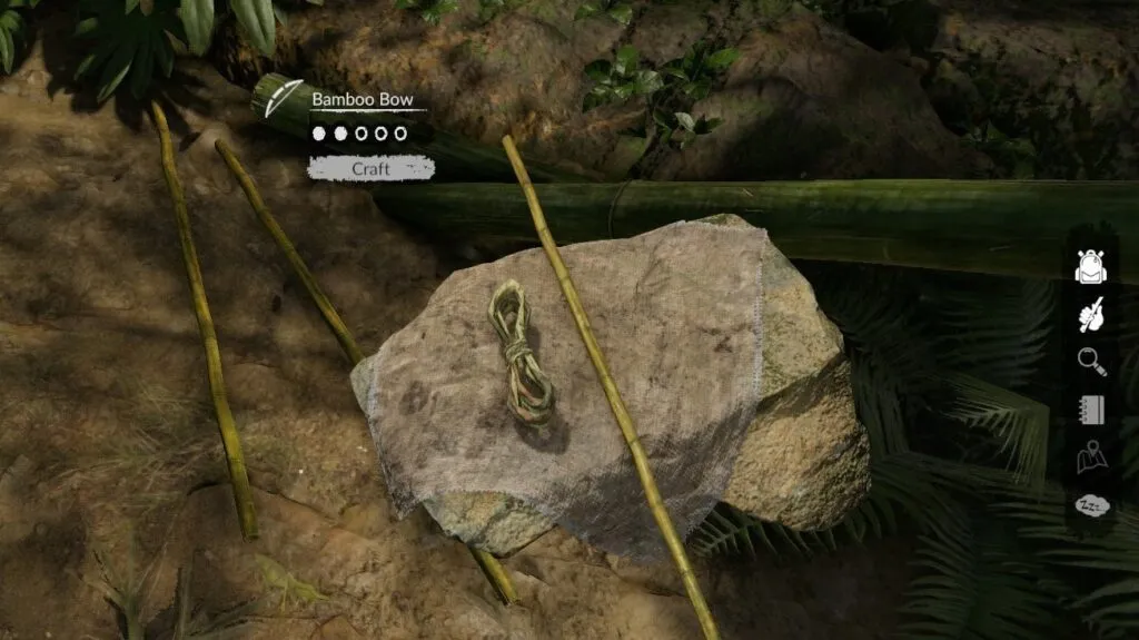 Crafting a Bow from a Long Bamboo Stick in Green Hell