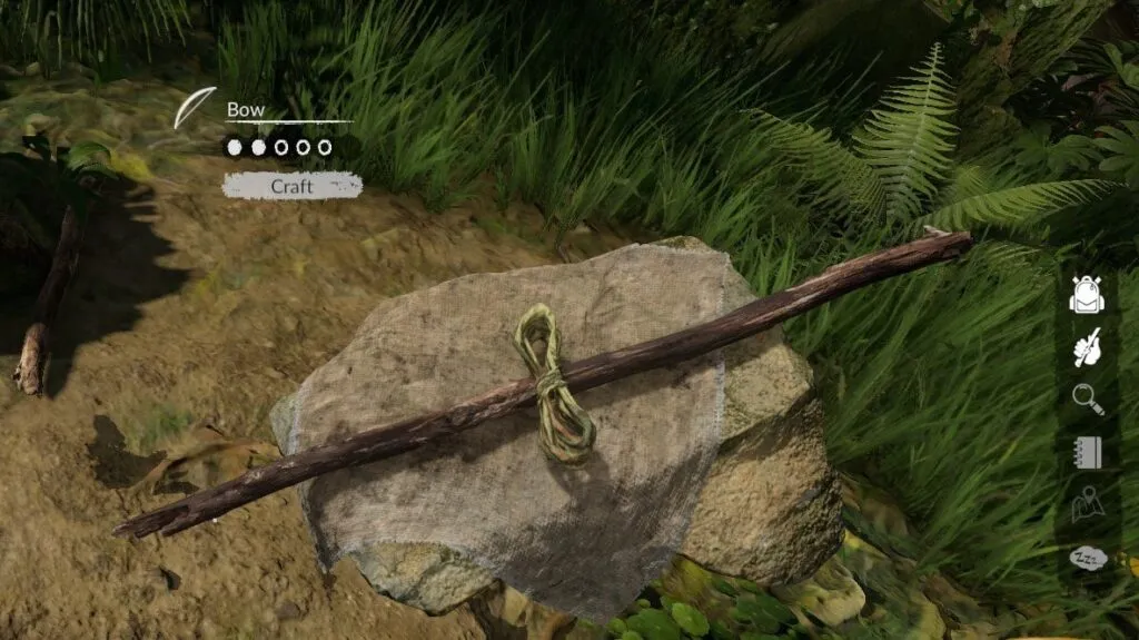 Crafting a Bow from a Long Stick in Green Hell