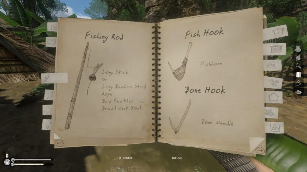 Fishing Rod Recipe in the Notebook in Green Hell