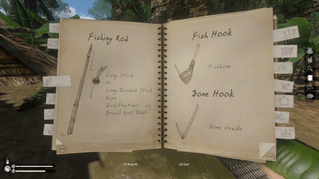Fishing Rod Recipe in the Notebook in Green Hell