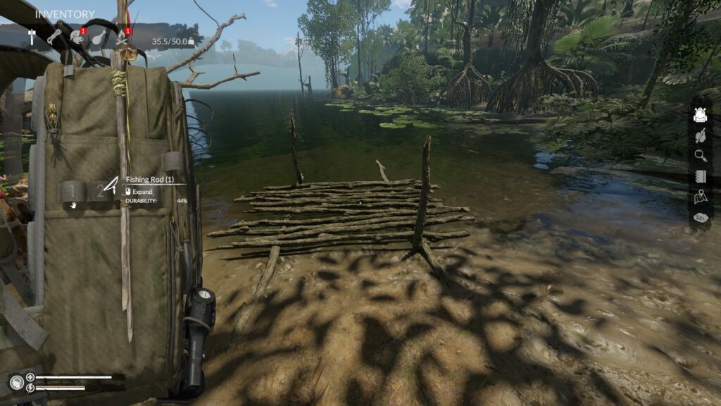 Equipping the Fishing Rod from the Inventory Screen in Green Hell