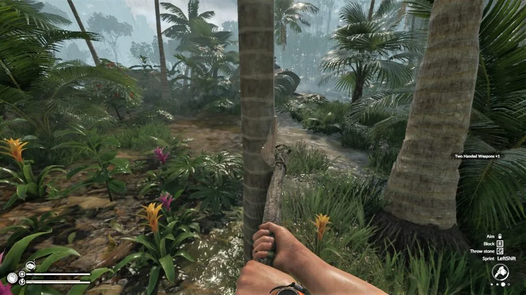 Cutting a Tree with the Heavy Stone Axe in Green Hell