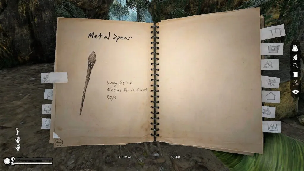 Metal Spear Recipe in the Notebook in Green Hell