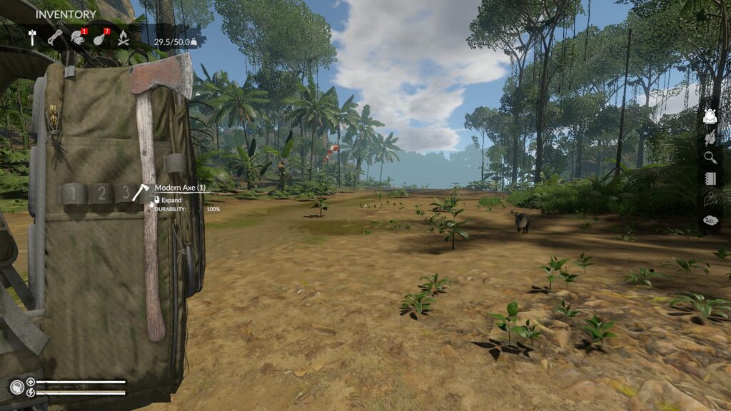 Equipping the Modern Axe from the Inventory Screen in Green Hell