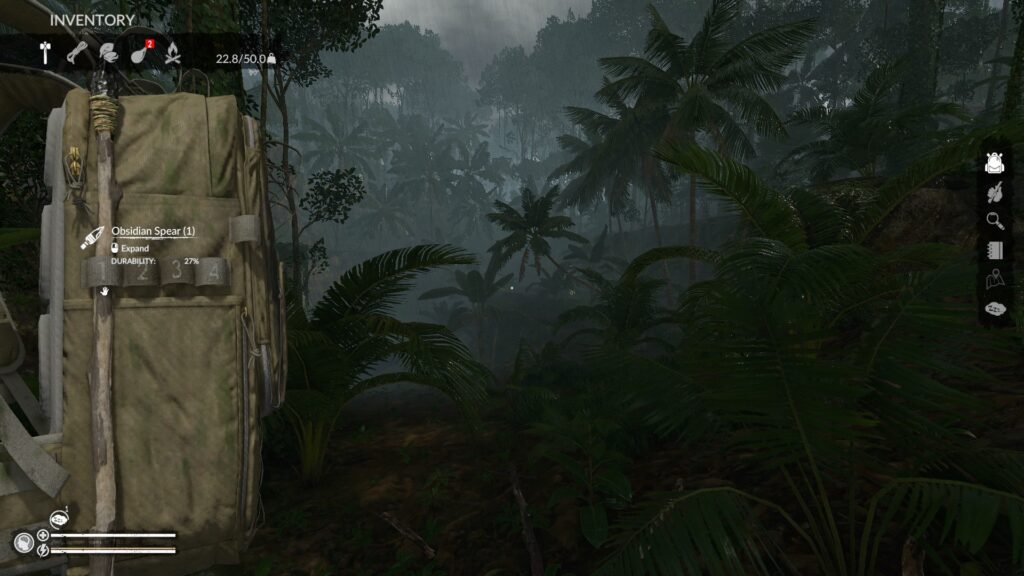 Equipping the Spear from the Inventory Screen in Green Hell
