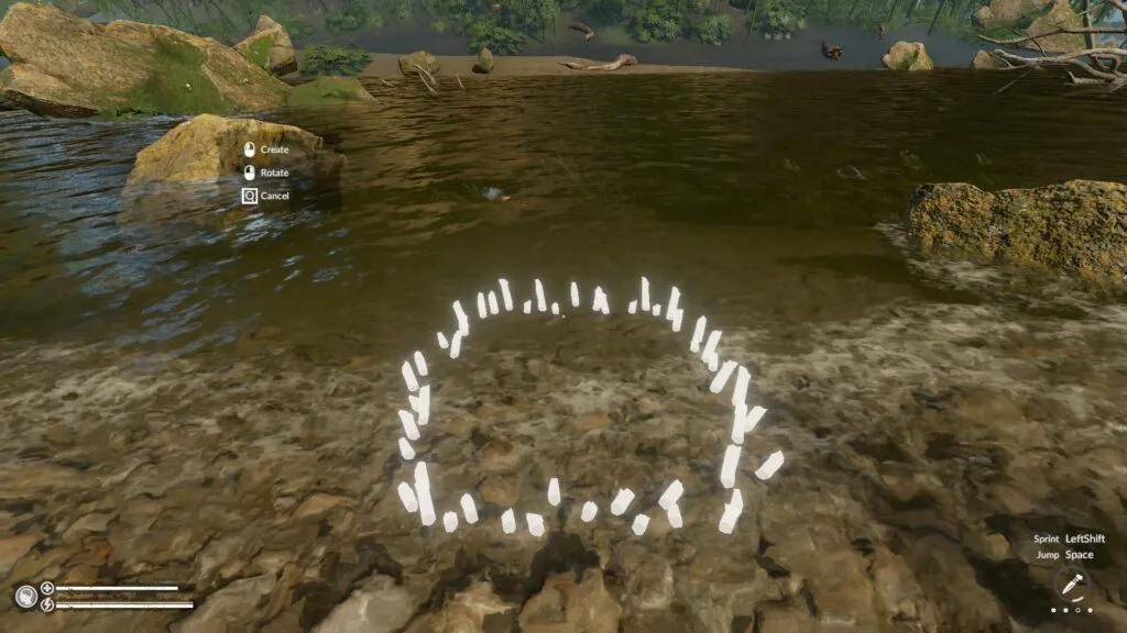 Placing Indicator for the Stick Fish Trap in Green Hell