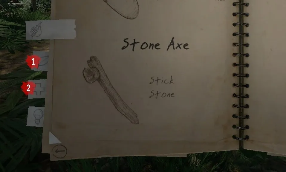 Stone Axe Recipe in the Notebook