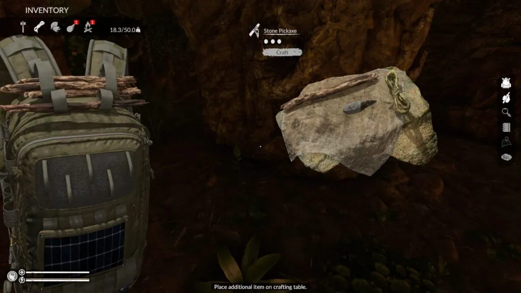 Crafting the Stone Pickaxe in Green Hell
