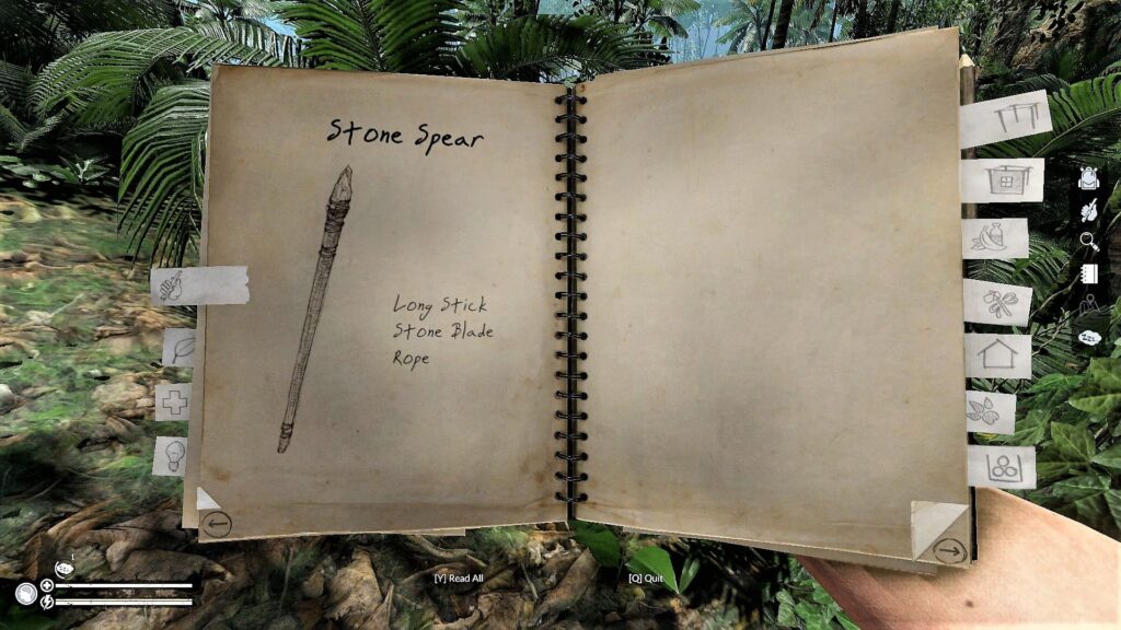 Stone Spear Recipe in the Notebook in Green Hell