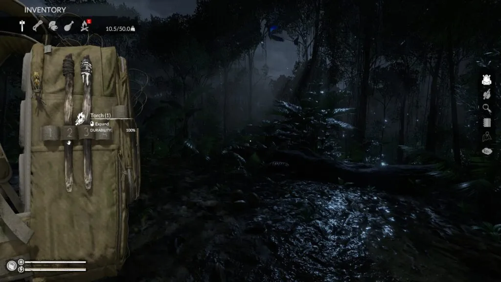 Equipping Torches from the Inventory Screen in Green Hell