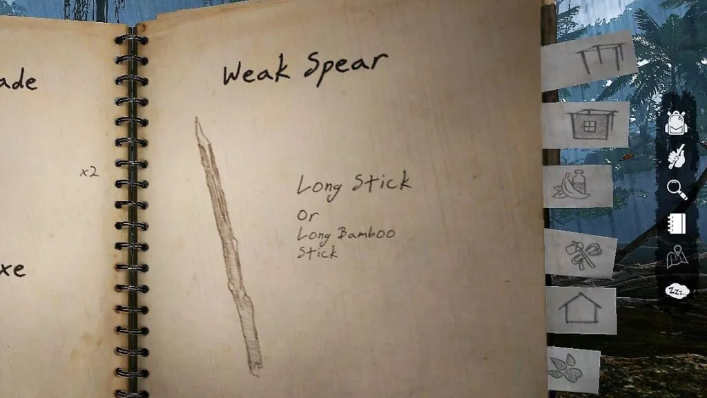 Green Hell's Weak Spear Recipe in the Notebook