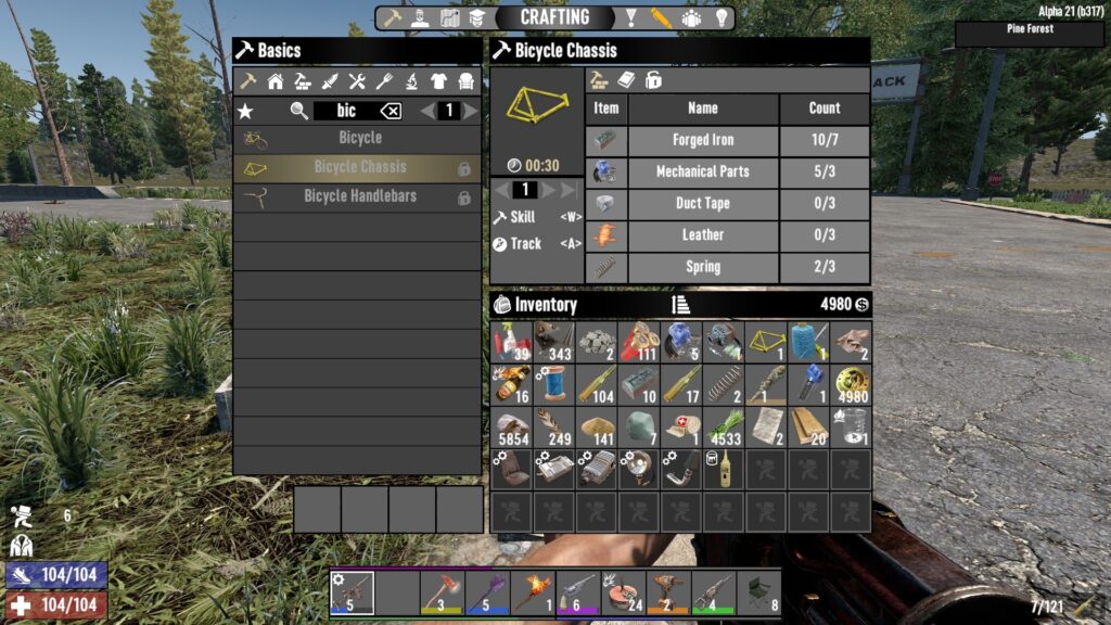 Crafting a Bicycle Chassis in 7 Days to Die