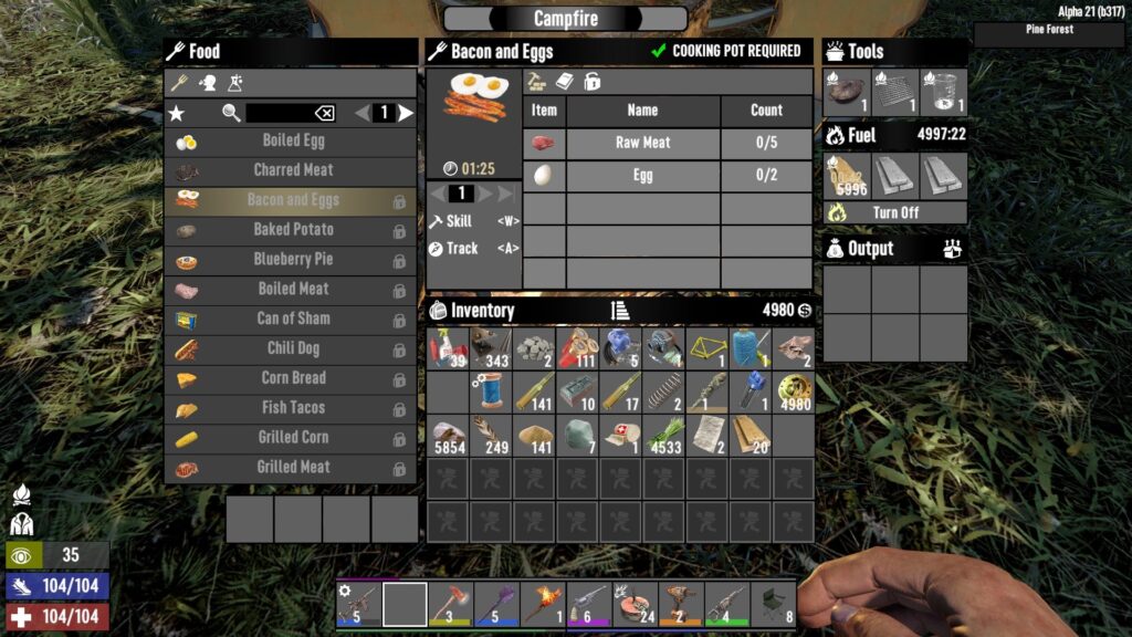 Crafting Meals (Bacon and Eggs)