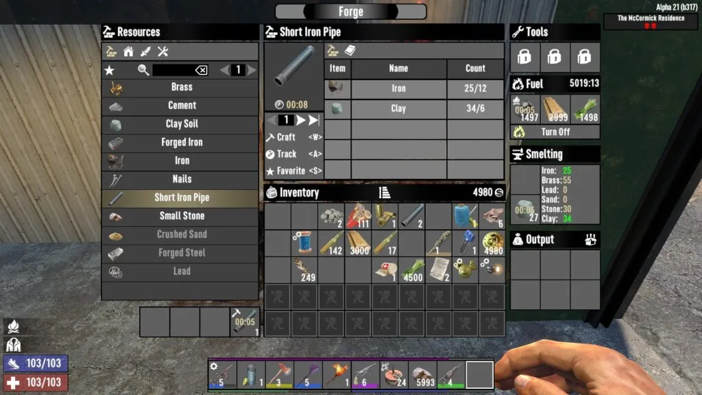 Using a Forge in 7 Days to Die