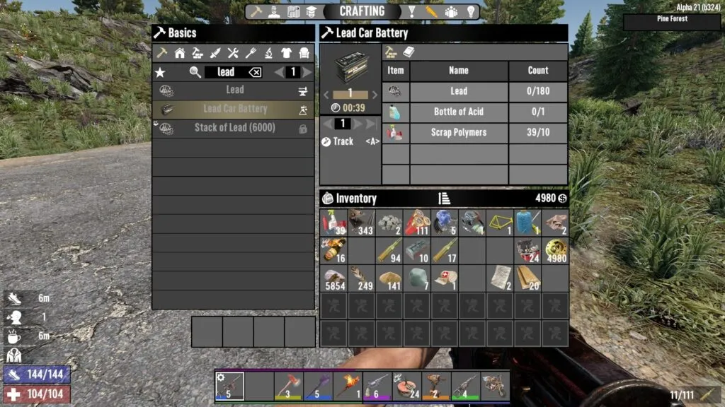 Crafting Lead Car Battery in 7 Days to Die