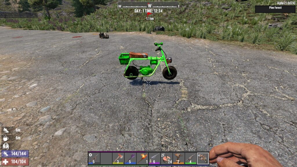 Placing the Minibike in 7 Days to Die
