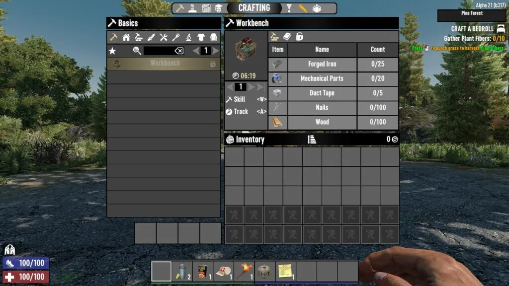Crafting a Workbench in 7 Days to Die