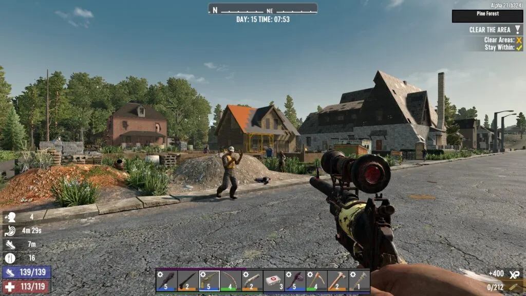 Aiming at Several Zombies in 7 Days to Die