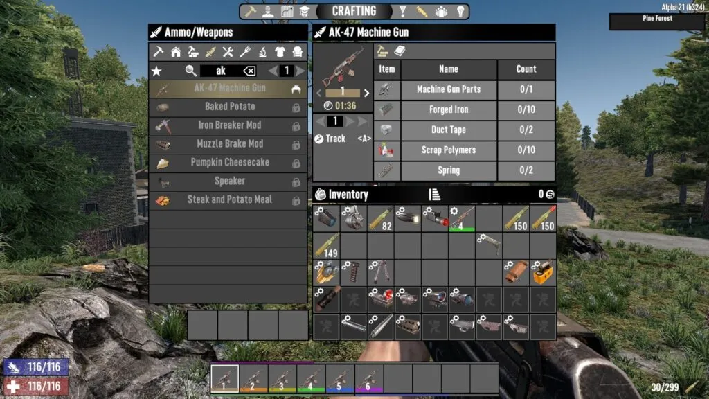 AK-47 Machine Gun Crafting Recipe in 7 Days to Die