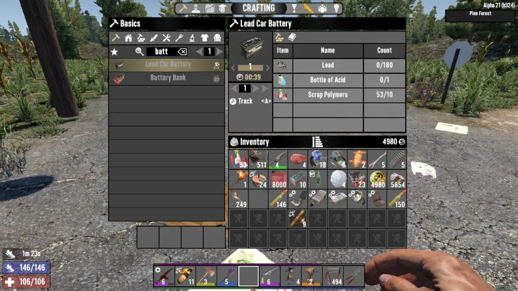 Lead Car Battery Crafting Recipe in 7 Days to Die